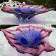MCM Art Glass PINK BLUE HEART SHAPE DISH CENTREPIECE J Hospodska Chribska 11