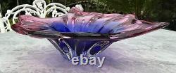 MCM Art Glass PINK BLUE HEART SHAPE DISH CENTREPIECE J Hospodska Chribska 11