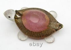 MCM MURANO ART GLASS SIGNED MARIO GAMBARO SCAVO TURTLE FIGURINE (5.5 long)