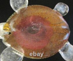 MCM MURANO ART GLASS SIGNED MARIO GAMBARO SCAVO TURTLE FIGURINE (5.5 long)
