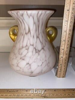 MCM Murano Art Glass Pink White Mottled Vase 8H