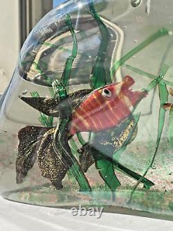 MCM Murano Barbini Cenedese Fish & Seagrass block Aquarium. Free shipping