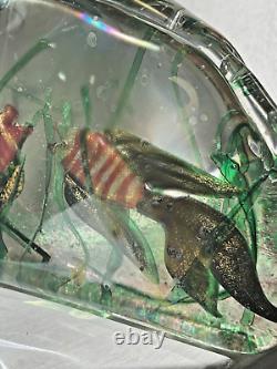 MCM Murano Barbini Cenedese Fish & Seagrass block Aquarium. Free shipping