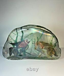 MCM Murano Barbini Cenedese Fish & Seagrass block Aquarium. Free shipping