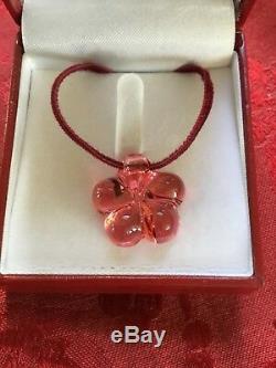 MIB FLAWLESS Stunning BACCARAT Crystal Pink LILY BLOSSOM FLOWER PENDANT NECKLACE