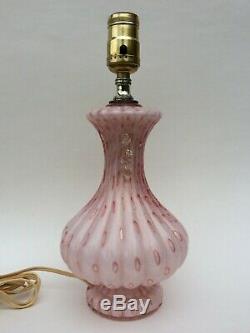 MID Century Modern Murano Art Glass Lamp Pink Gold Controlled Bubble Aventurine