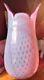 MURANO FRATELLI TOSO 1950's PINK BULLICANTE ART GLASS VASE 9.5H WITH LABEL