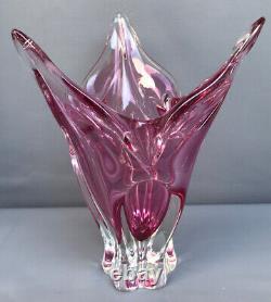 MURANO? ITALY SEGUSO SOMMERSO Pink Art Glass Huge Vase 12