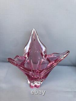 MURANO? ITALY SEGUSO SOMMERSO Pink Art Glass Huge Vase 12