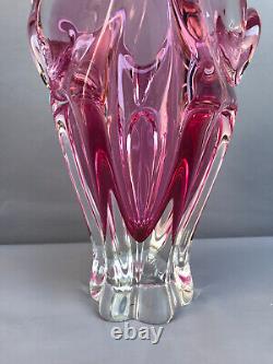 MURANO? ITALY SEGUSO SOMMERSO Pink Art Glass Huge Vase 12