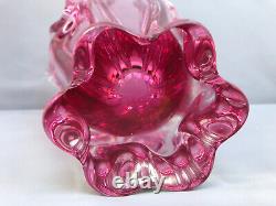 MURANO? ITALY SEGUSO SOMMERSO Pink Art Glass Huge Vase 12