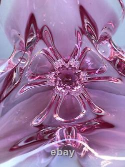 MURANO? ITALY SEGUSO SOMMERSO Pink Art Glass Huge Vase 12