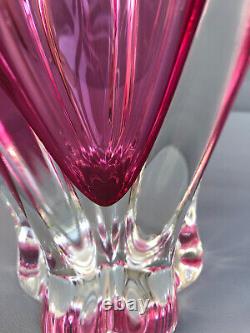 MURANO? ITALY SEGUSO SOMMERSO Pink Art Glass Huge Vase 12