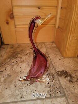 MURANO Italy VENETIAN BARBINI Art Glass DUCK GOOSE Purple PINK Cranberry 10.5, 6