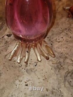 MURANO Italy VENETIAN BARBINI Art Glass DUCK GOOSE Purple PINK Cranberry 10.5, 6