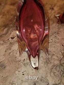 MURANO Italy VENETIAN BARBINI Art Glass DUCK GOOSE Purple PINK Cranberry 10.5, 6
