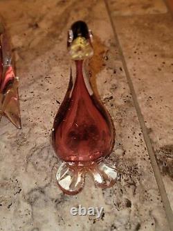 MURANO Italy VENETIAN BARBINI Art Glass DUCK GOOSE Purple PINK Cranberry 10.5, 6