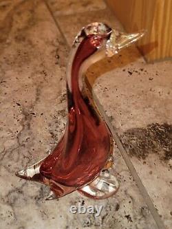 MURANO Italy VENETIAN BARBINI Art Glass DUCK GOOSE Purple PINK Cranberry 10.5, 6