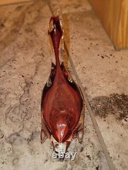 MURANO Italy VENETIAN BARBINI Art Glass DUCK GOOSE Purple PINK Cranberry 10.5, 6