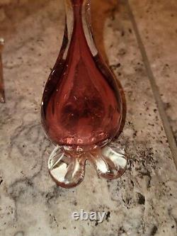 MURANO Italy VENETIAN BARBINI Art Glass DUCK GOOSE Purple PINK Cranberry 10.5, 6