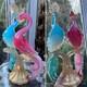 MURANO SEGUSO BARBINI TWIN PARADISE BIRDS Glass BLUE PINK Opalescent GOLD 14
