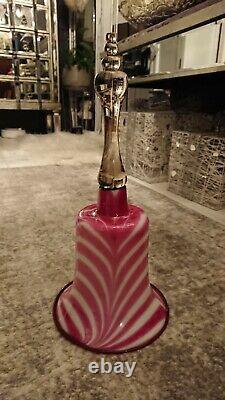 Magnificent Antique Blown Pink Glass Wedding Bell Handmade by Nailsea circa 1840