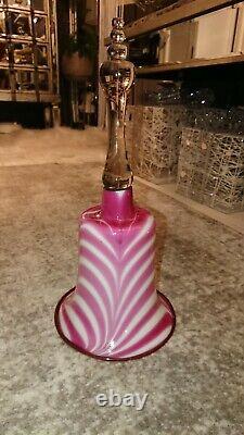 Magnificent Antique Blown Pink Glass Wedding Bell Handmade by Nailsea circa 1840