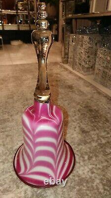 Magnificent Antique Blown Pink Glass Wedding Bell Handmade by Nailsea circa 1840