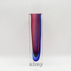 Mandruzzato Murano Art Glass Vase Cobalt Blue & Pink Sommerso Block 10