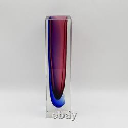 Mandruzzato Murano Art Glass Vase Cobalt Blue & Pink Sommerso Block 10