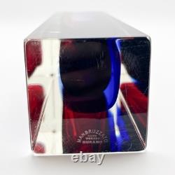 Mandruzzato Murano Art Glass Vase Cobalt Blue & Pink Sommerso Block 10