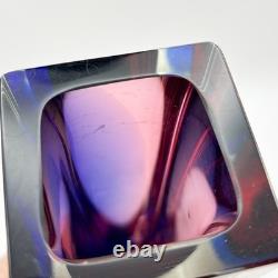 Mandruzzato Murano Art Glass Vase Cobalt Blue & Pink Sommerso Block 10