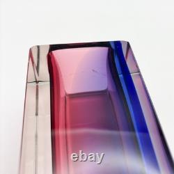 Mandruzzato Murano Art Glass Vase Cobalt Blue & Pink Sommerso Block 10