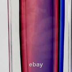Mandruzzato Murano Art Glass Vase Cobalt Blue & Pink Sommerso Block 10