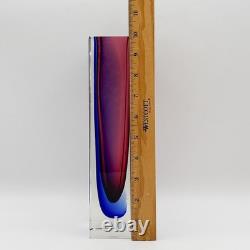 Mandruzzato Murano Art Glass Vase Cobalt Blue & Pink Sommerso Block 10