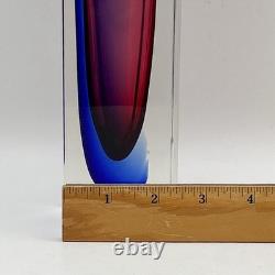 Mandruzzato Murano Art Glass Vase Cobalt Blue & Pink Sommerso Block 10