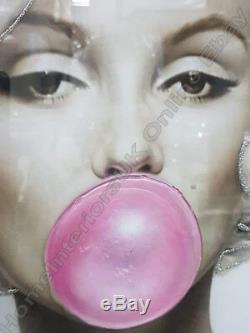 Marilyn Monroe with pink bubble gum, crystals, liquid art & mirror frame picture