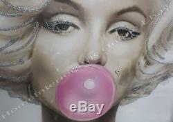 Marilyn Monroe with pink bubble gum, crystals, liquid art & mirror frame pictures