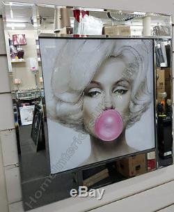 Marilyn Monroe with pink bubble gum, crystals, liquid art & mirror frame pictures