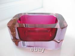 Mario Pinzoni Seguso Vetri darte Murano Art Glass Fuchsia Pink Lilac Bowl 1961