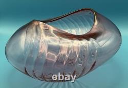 Mark Bickers 2005 Pink Twist Asymmetric Glass Body Ribbed Bowl