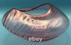 Mark Bickers 2005 Pink Twist Asymmetric Glass Body Ribbed Bowl