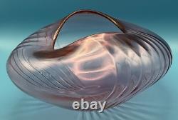 Mark Bickers 2005 Pink Twist Asymmetric Glass Body Ribbed Bowl