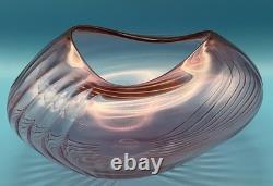Mark Bickers 2005 Pink Twist Asymmetric Glass Body Ribbed Bowl