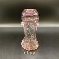 Mark Matthews Signed Art Glass Vase, Pink, 10x4 Inches, Circa 1985