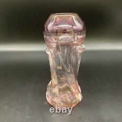 Mark Matthews Signed Art Glass Vase, Pink, 10x4 Inches, Circa 1985