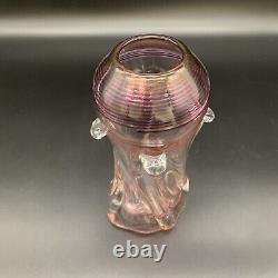 Mark Matthews Signed Art Glass Vase, Pink, 10x4 Inches, Circa 1985