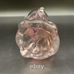 Mark Matthews Signed Art Glass Vase, Pink, 10x4 Inches, Circa 1985