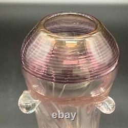 Mark Matthews Signed Art Glass Vase, Pink, 10x4 Inches, Circa 1985