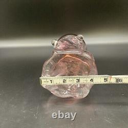 Mark Matthews Signed Art Glass Vase, Pink, 10x4 Inches, Circa 1985